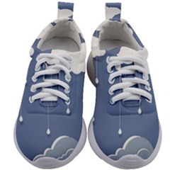 Blue Clouds Rain Raindrops Weather Sky Raining Kids Athletic Shoes by Wav3s