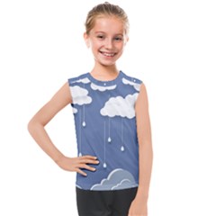 Blue Clouds Rain Raindrops Weather Sky Raining Kids  Mesh Tank Top by Wav3s