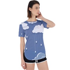 Blue Clouds Rain Raindrops Weather Sky Raining Perpetual Short Sleeve T-shirt by Wav3s
