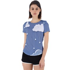 Blue Clouds Rain Raindrops Weather Sky Raining Back Cut Out Sport Tee by Wav3s