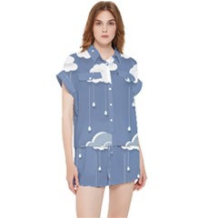 Blue Clouds Rain Raindrops Weather Sky Raining Chiffon Lounge Set by Wav3s