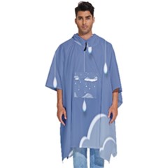 Blue Clouds Rain Raindrops Weather Sky Raining Men s Hooded Rain Ponchos by Wav3s