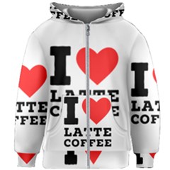 I Love Latte Coffee Kids  Zipper Hoodie Without Drawstring by ilovewhateva