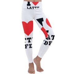 I Love Latte Coffee Kids  Lightweight Velour Classic Yoga Leggings by ilovewhateva