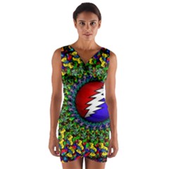 Grateful Dead Pattern Wrap Front Bodycon Dress