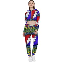 Grateful Dead Pattern Cropped Zip Up Lounge Set by Wav3s