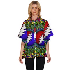 Grateful Dead Pattern Women s Batwing Button Up Shirt