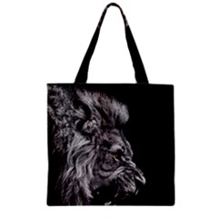 Angry Male Lion Roar Zipper Grocery Tote Bag by Wav3s