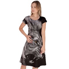 Angry Male Lion Roar Classic Short Sleeve Dress by Wav3s