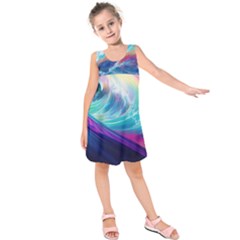 Wave Ocean Sea Tsunami Nautical Nature Water Kids  Sleeveless Dress