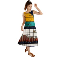 Abstract Statistic Rectangle Classification Summer Maxi Dress