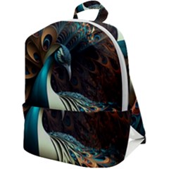 Peacock Bird Feathers Plumage Colorful Texture Abstract Zip Up Backpack by Wav3s