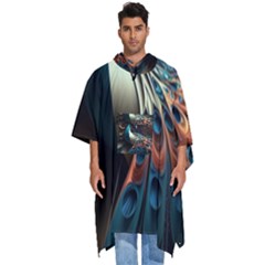 Peacock Bird Feathers Plumage Colorful Texture Abstract Men s Hooded Rain Ponchos by Wav3s