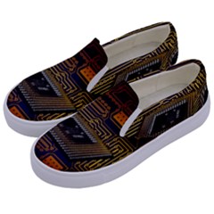 Processor Cpu Board Circuit Kids  Canvas Slip Ons by Wav3s