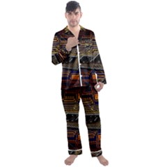 Processor Cpu Board Circuit Men s Long Sleeve Satin Pajamas Set