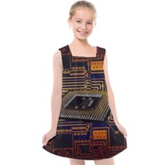 Processor Cpu Board Circuit Kids  Cross Back Dress by Wav3s