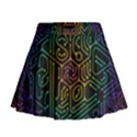 Circuit Hexagonal Geometric Pattern Background Pattern Mini Flare Skirt View1