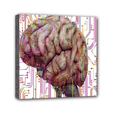 Brain Think Neurons Circuit Mini Canvas 6  X 6  (stretched) by Wav3s