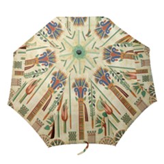 Egyptian Paper Papyrus Hieroglyphs Folding Umbrellas by Wav3s