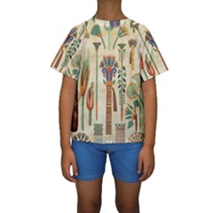 Egyptian Paper Papyrus Hieroglyphs Kids  Short Sleeve Swimwear