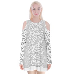 Joy Division Unknown Pleasures Velvet Long Sleeve Shoulder Cutout Dress by Wav3s