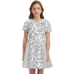 Joy Division Unknown Pleasures Kids  Bow Tie Puff Sleeve Dress by Wav3s