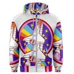 Badge-patch-pink-rainbow-rocket Men s Zipper Hoodie