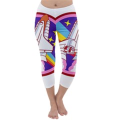 Badge-patch-pink-rainbow-rocket Capri Winter Leggings  by Wav3s