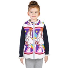 Badge-patch-pink-rainbow-rocket Kids  Hooded Puffer Vest by Wav3s