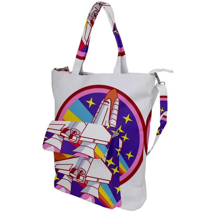 Badge-patch-pink-rainbow-rocket Shoulder Tote Bag