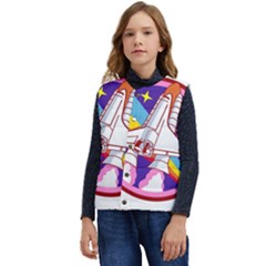 Badge-patch-pink-rainbow-rocket Kid s Short Button Up Puffer Vest	 by Wav3s
