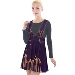 Skyscraper-town-urban-towers Plunge Pinafore Velour Dress by Wav3s