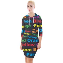 Red-yellow-blue-green-purple Quarter Sleeve Hood Bodycon Dress