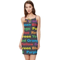 Red-yellow-blue-green-purple Summer Tie Front Dress