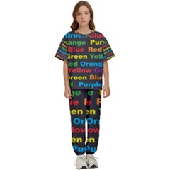 Red-yellow-blue-green-purple Kids  Tee And Pants Sports Set by Wav3s