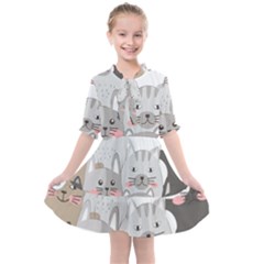 Cute Cats Seamless Pattern Kids  All Frills Chiffon Dress
