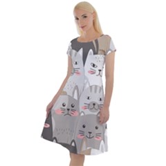 Cute Cats Seamless Pattern Classic Short Sleeve Dress by Wav3s