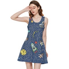 Cat-cosmos-cosmonaut-rocket Inside Out Racerback Dress by Wav3s