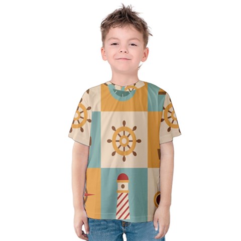 Nautical-elements-collection Kids  Cotton Tee by Wav3s