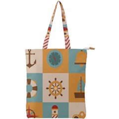 Nautical-elements-collection Double Zip Up Tote Bag by Wav3s