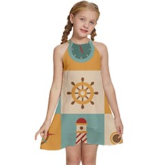 Nautical-elements-collection Kids  Halter Collar Waist Tie Chiffon Dress by Wav3s