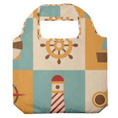 Nautical-elements-collection Premium Foldable Grocery Recycle Bag by Wav3s