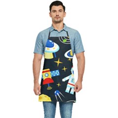 Space Seamless Pattern Kitchen Apron by Wav3s