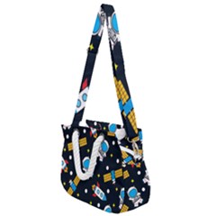 Seamless-adventure-space-vector-pattern-background Rope Handles Shoulder Strap Bag