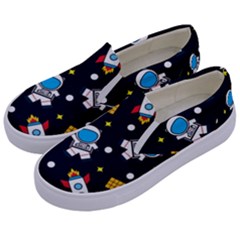 Seamless-adventure-space-vector-pattern-background Kids  Canvas Slip Ons by Wav3s