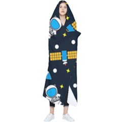 Seamless-adventure-space-vector-pattern-background Wearable Blanket by Wav3s