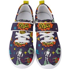 Vector Flat Space Design Background With Text Men s Velcro Strap Shoes