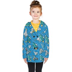 About-space-seamless-pattern Kids  Double Breasted Button Coat