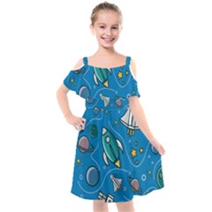 About-space-seamless-pattern Kids  Cut Out Shoulders Chiffon Dress by Wav3s