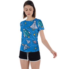 About-space-seamless-pattern Back Circle Cutout Sports Tee by Wav3s